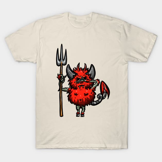 Embarrassed Devil on my Shoulder Cartoon Logo Mascot T-Shirt by Squeeb Creative